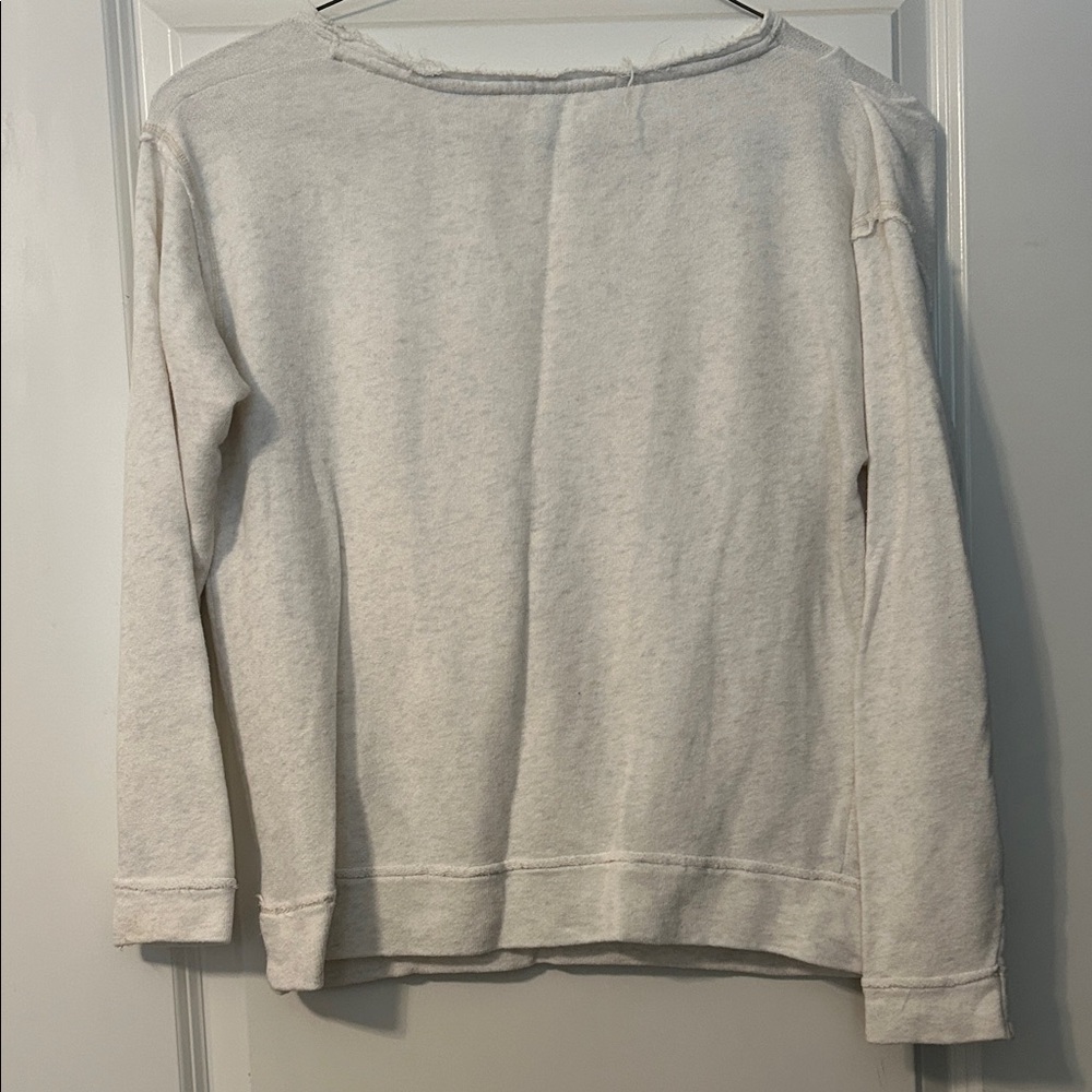 Free People Oatmeal oversized Sweatshirt with raw edges size xs - Picture 5 of 6